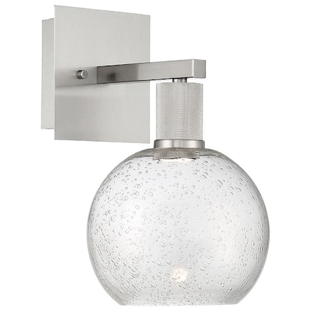 Access Lighting Port Nine Burgundy, Burgundy LED Wall Sconce, Brushed Steel Finish, Seeded Glass 63145LEDD-BS/SDG